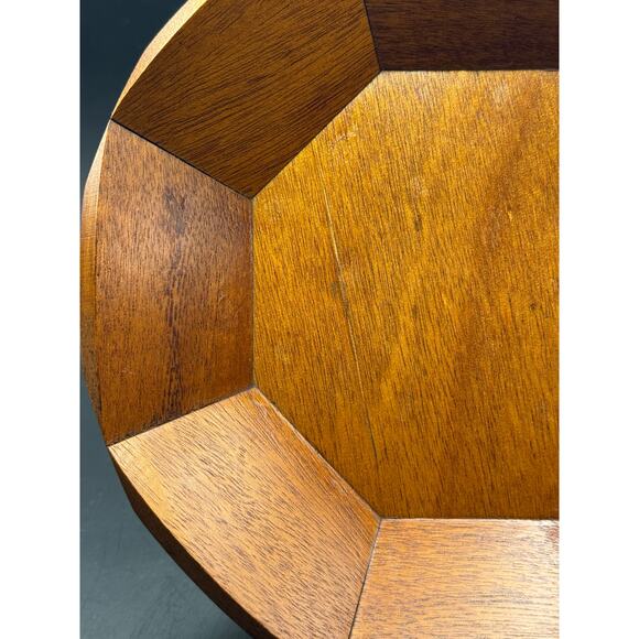 Vtg mixed wood octagon pedestal trinket compote bowl Golden brown - Picture 4 of 8